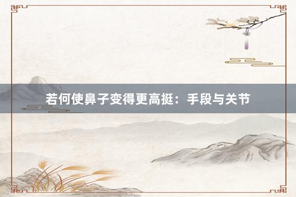 若何使鼻子变得更高挺：手段与关节